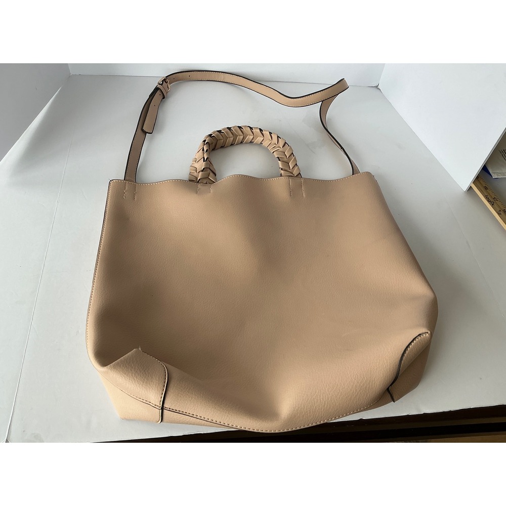 Jules Kae Tote Bag Braided Handle Pink Vegan Leather Large Crossbody Handbag - Picture 13 of 13